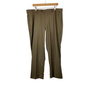 Joseph & Feiss Mens Dress Pants Size 38x30 Olive Green Flat Front